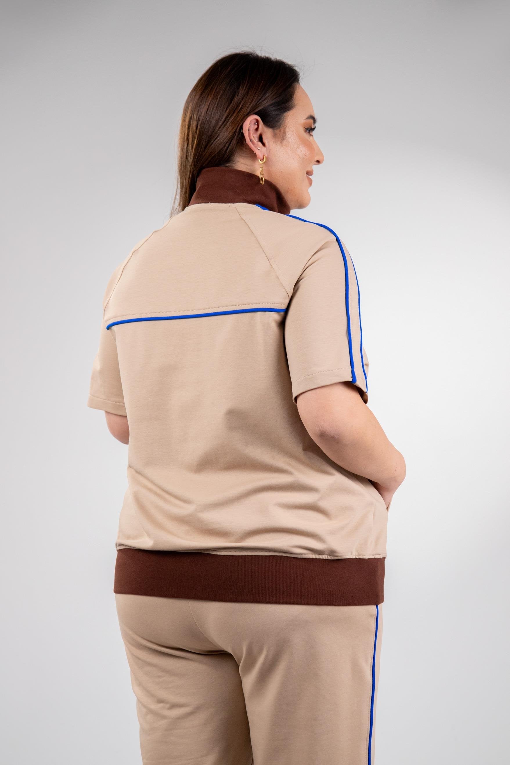 Ensemble Femme Grande Taille – Fermeture Éclair & Détails Contrastés