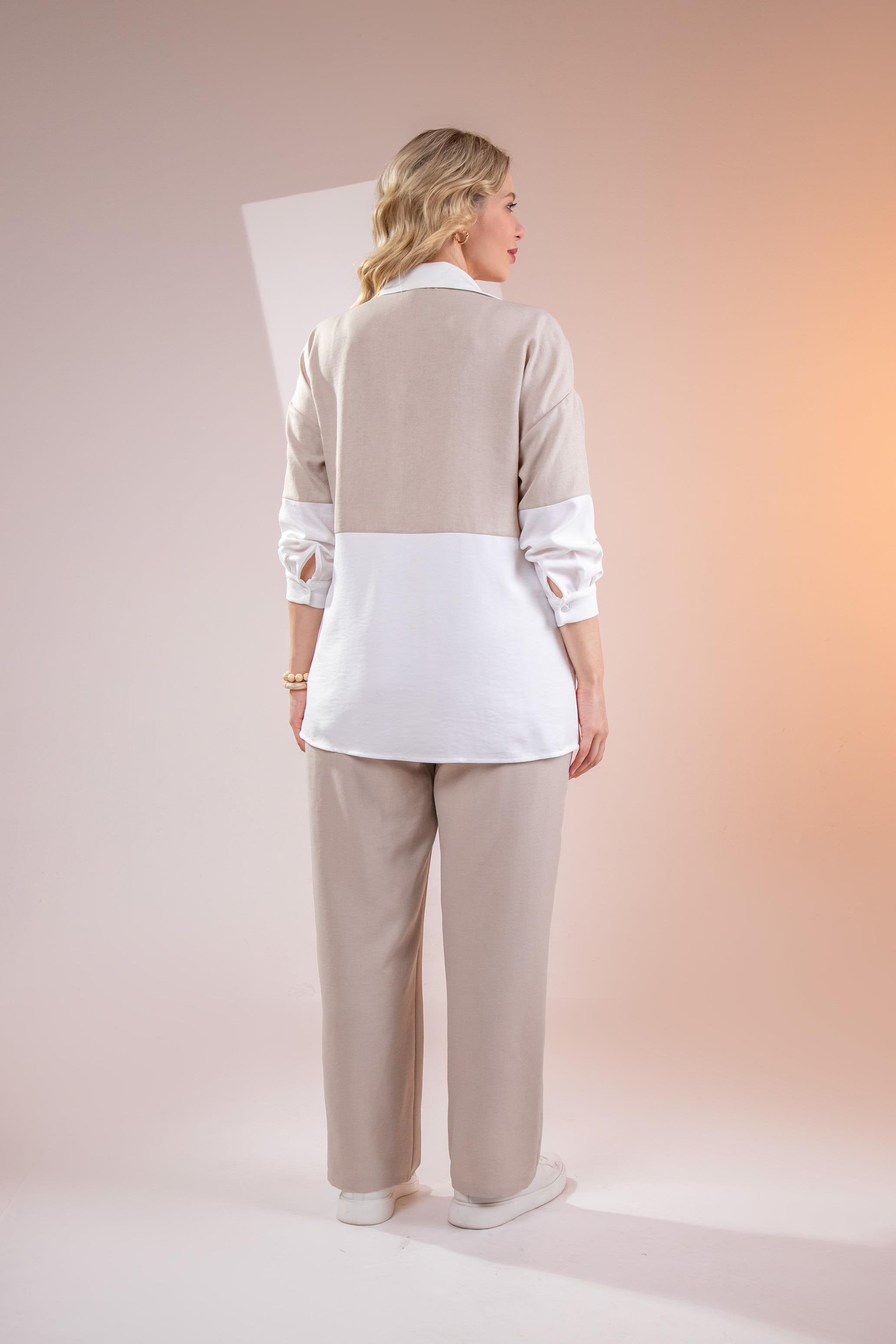 Ensemble Femme Grande Taille – Élégance & Confort Beige