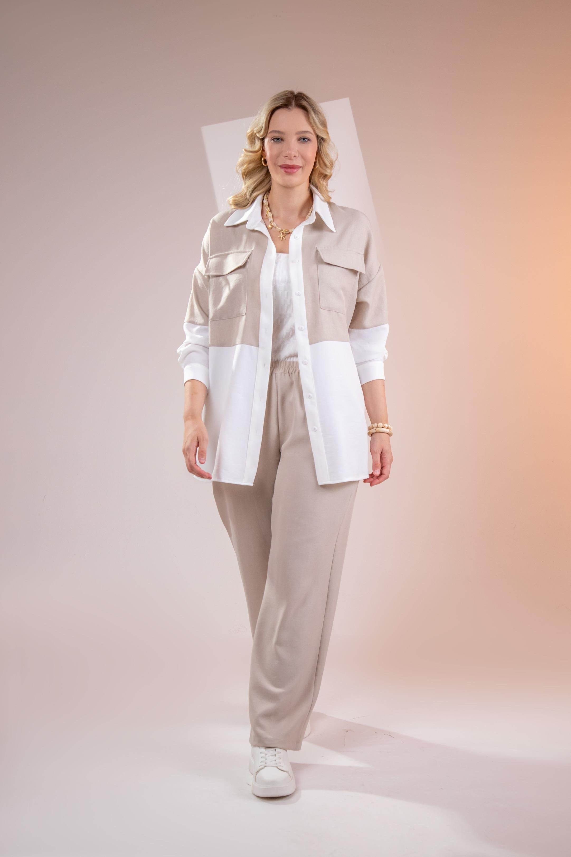Ensemble Femme Grande Taille – Élégance & Confort Beige