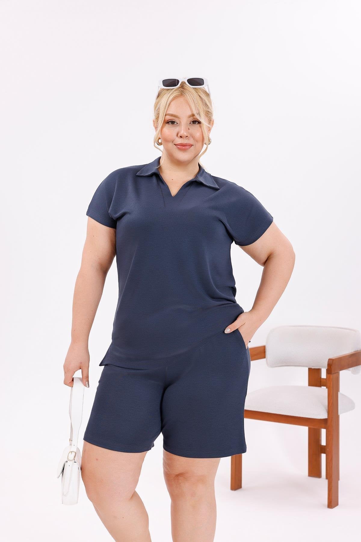 Ensemble Polo Col & Short – Grande Taille, Confort et Style