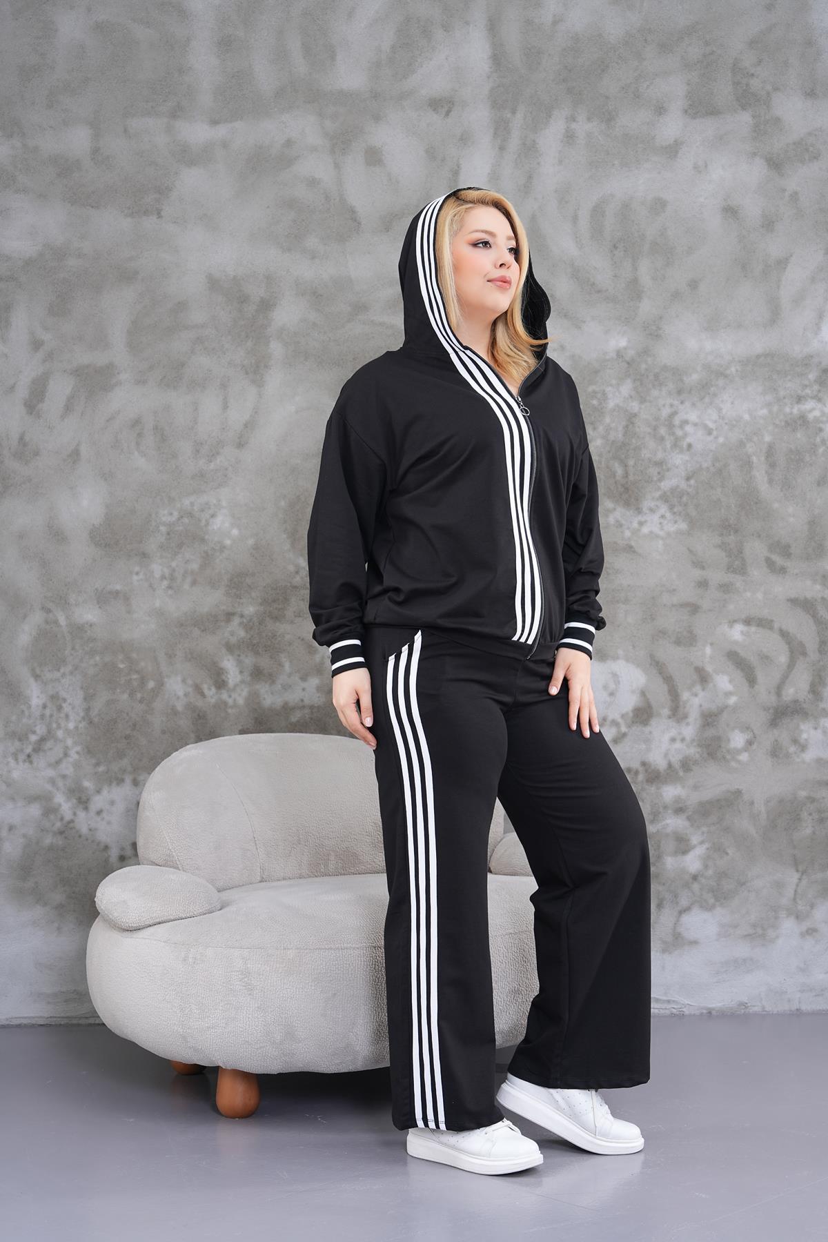 Ensemble Grande Taille – Capuche & Détails à Rayures
