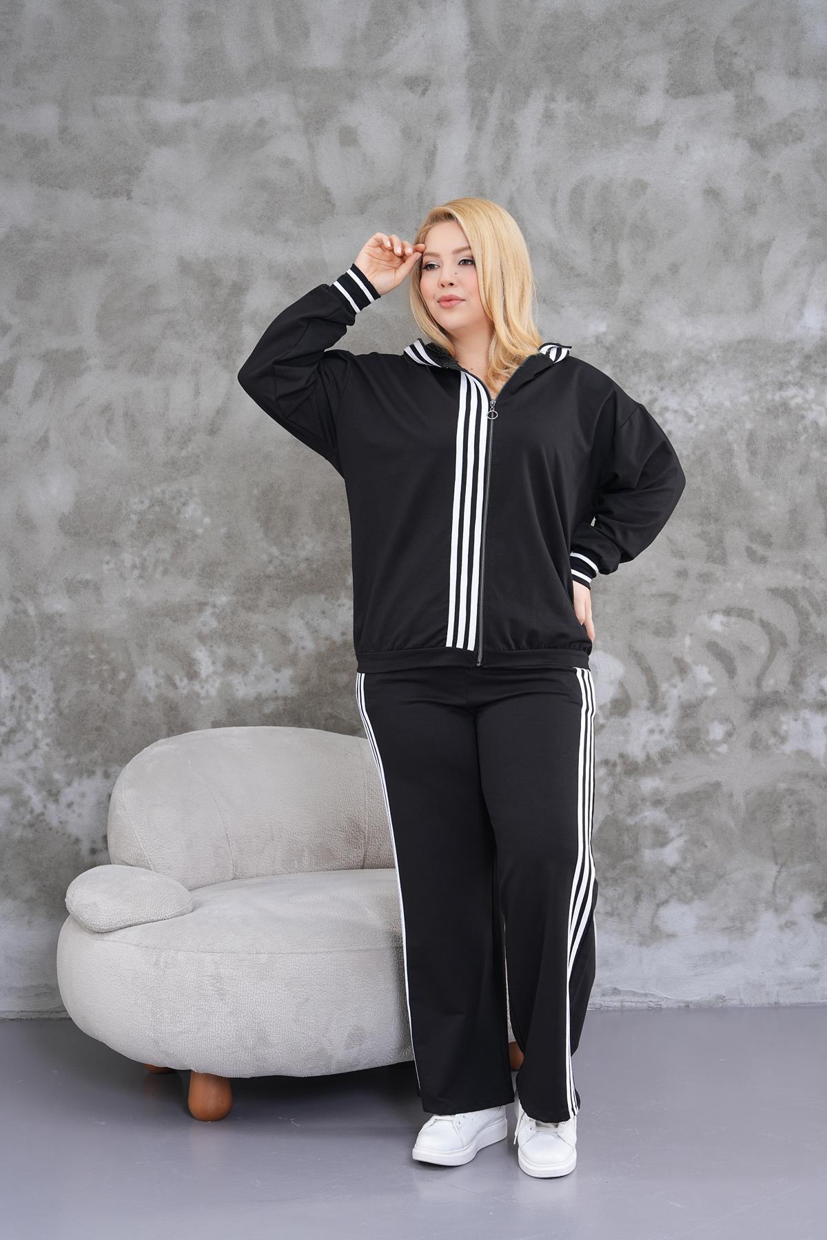 Ensemble Grande Taille – Capuche & Détails à Rayures